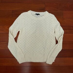 J. Crew Cream Eyelet Knit Crewneck Sweater